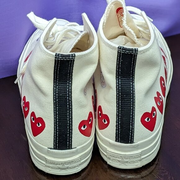 Converse Chuck Taylor All Star 70 Hi Comme des Garcons PLAY Multi-Heart White - Picture 6 of 16